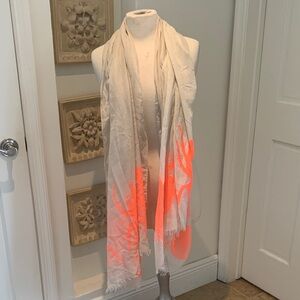 India Hicks Cream and Neon Orange Scarf
